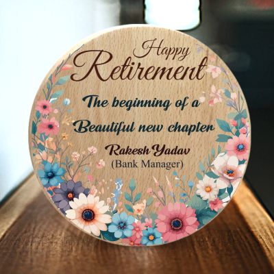 Personalised Happy Retirement Wooden Plaque  Custom With Name  Retirement Gift For Father, Mother, Boss, Colleague, Doctor & Teacher